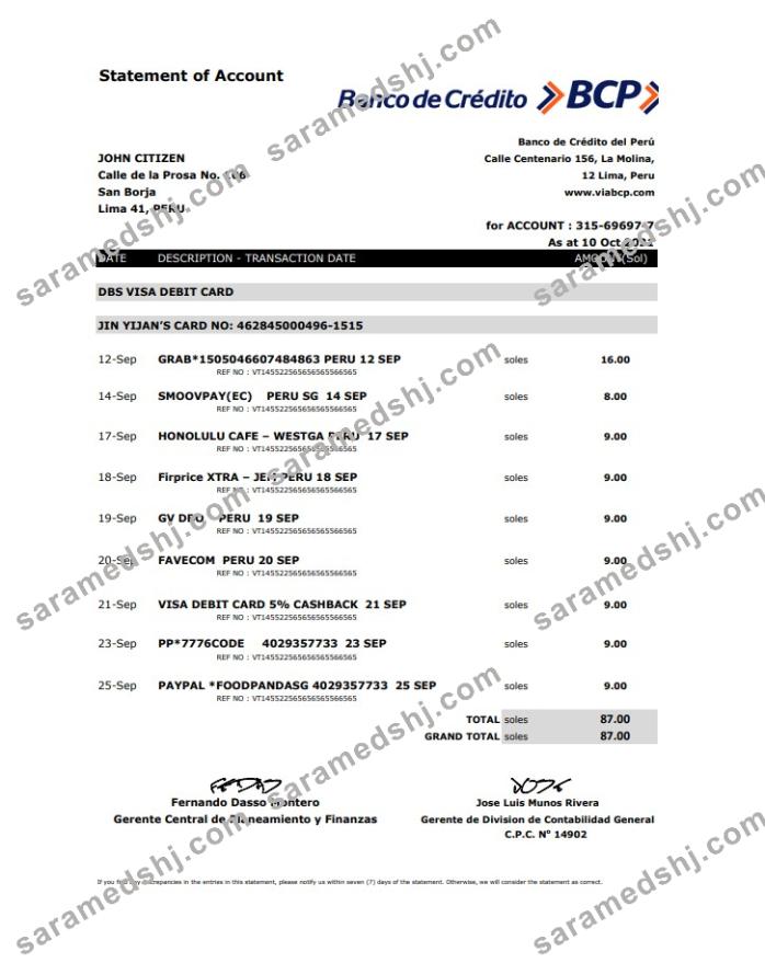 Peru Banco de Credito del Peru (BCP) excel pdf